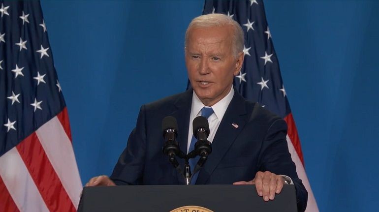 Imagem da noticia Biden diz que vai concorrer para evitar 'desastre' e confunde própria vice com Trump