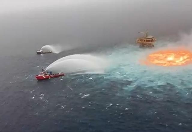 Imagem da noticia Ruptura do oleoduto causa incêndio no Golfo do México; veja vídeo