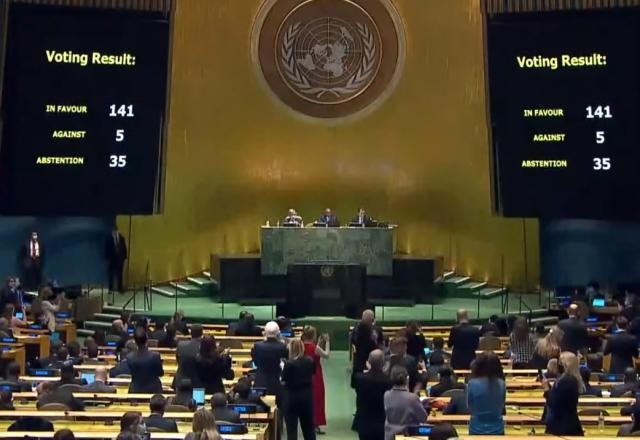 Imagem da noticia ONU aprova resolução que condena invasão da Rússia à Ucrânia