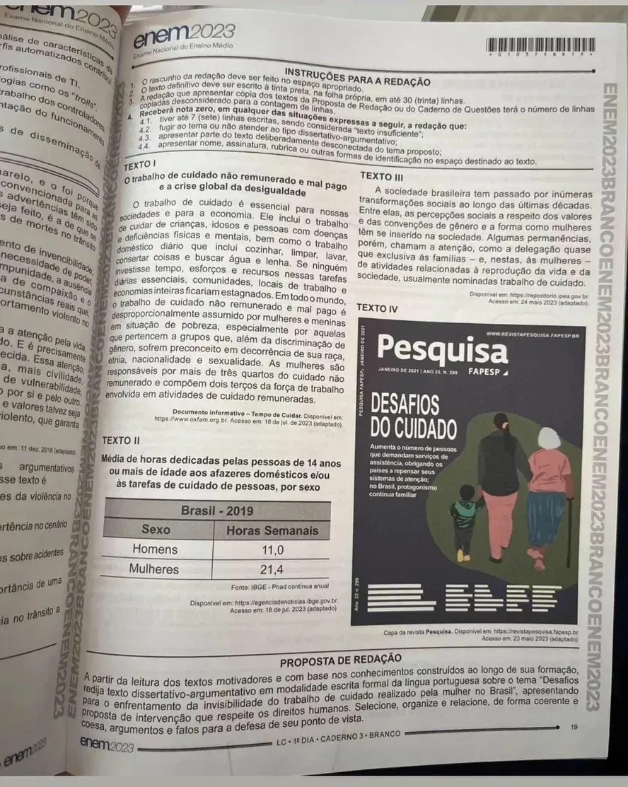 Imagem da noticia Foto do tema da redação do Enem aparece nas redes durante a prova