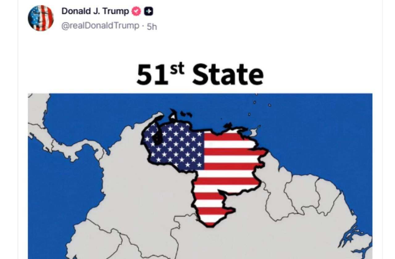 Imagem da noticia Trump publica imagem da Venezuela como “51º estado” dos EUA