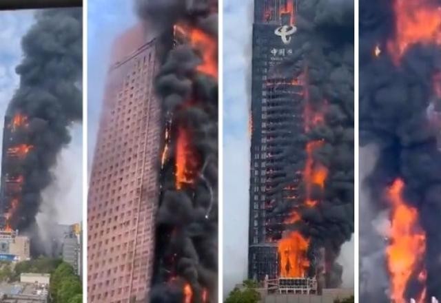 Imagem da noticia Prédio comercial com mais de 200 metros de altura pega fogo