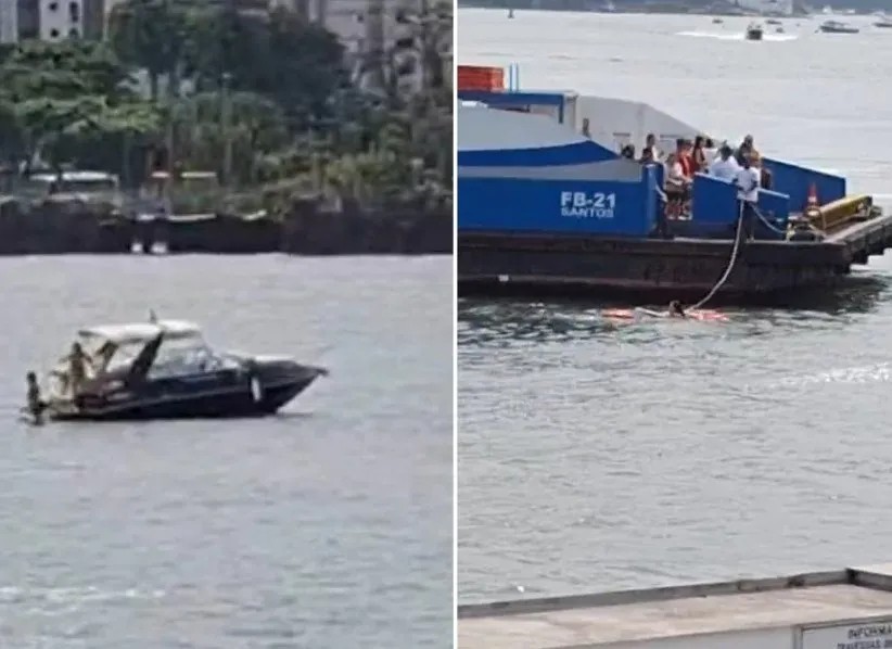 Imagem da noticia Mãe e filha pulam de lancha para fugir de colisão com navio