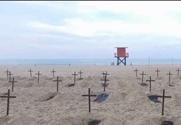 Imagem da noticia RJ: covas são abertas em praia para homenagear vítimas da Covid-19