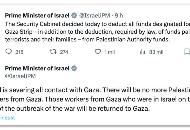 Imagem da noticia Israel revoga permissões de trabalho de palestinos que podiam entrar no país e os envia a Gaza