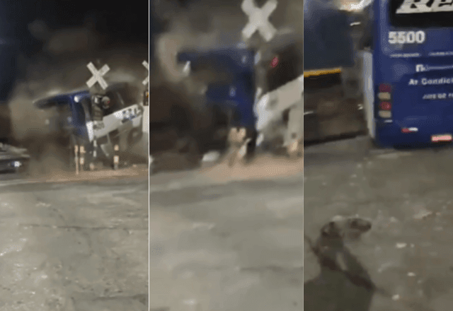 Imagem da noticia Ônibus para de funcionar em cima de trilho e é atingido por trem de carga em Minas Gerais