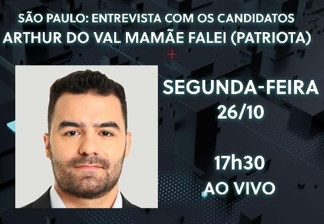 Imagem da noticia SBT Eleições 2020: Arthur do Val Mamãe Falei será o entrevistado desta segunda-feira