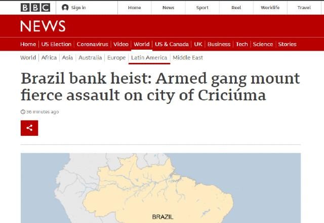 Imagem da noticia Assalto em Criciúma é destaque na mídia internacional