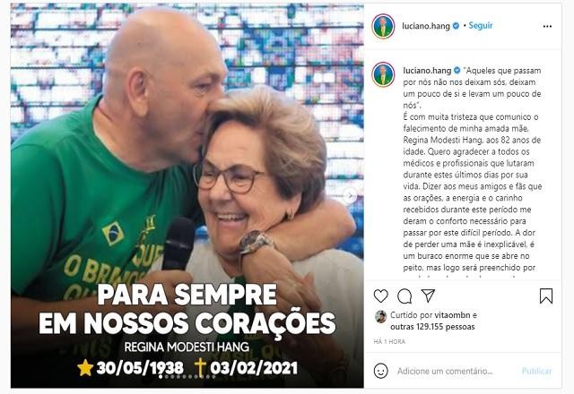 Mãe de Luciano Hang morre de Covid-19