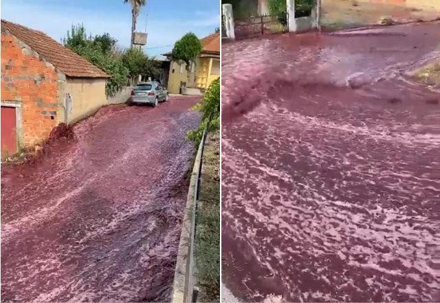 Imagem da noticia Cidade de Portugal fica com ruas alagadas de vinho após rompimento em depósito