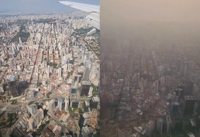 Influenciador registra céu de São Paulo antes e depois das queimadas