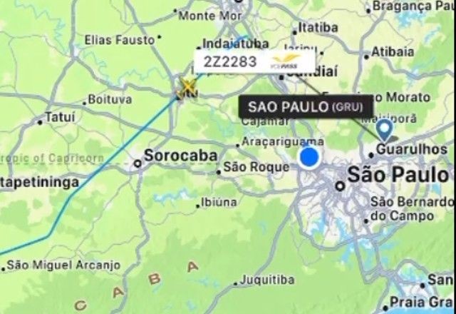 Imagem da noticia Veja trajeto do avião que caiu em Vinhedo, no interior de São Paulo