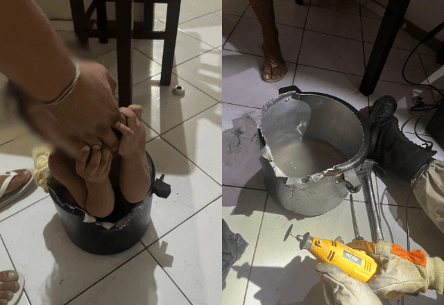 Imagem da noticia Menino fica entalado em panela de pressão e é resgatado