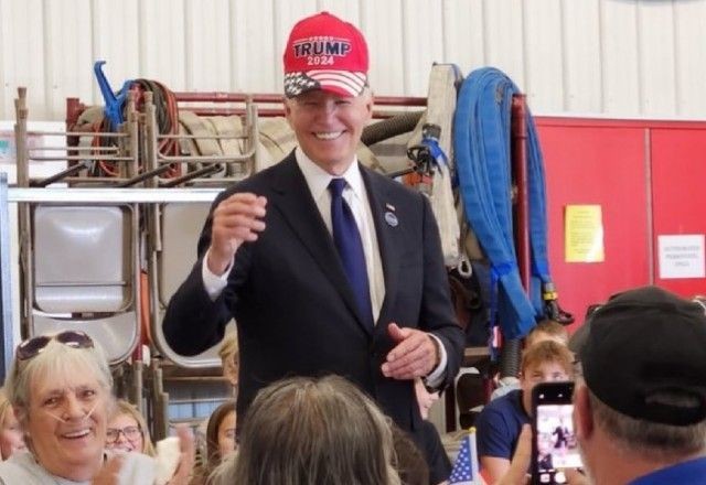 Imagem da noticia Vídeo: Aliado de Kamala, Joe Biden coloca boné de Trump na cabeça