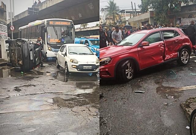 Carros de suspeitos capotam após perseguição policial no Rio