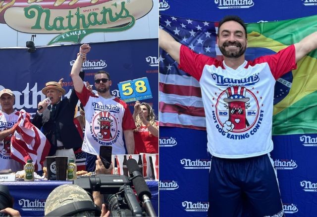 Imagem da noticia Americano come 58 hot-dogs e vence campeonato nos EUA; youtuber brasileiro fica em 6º