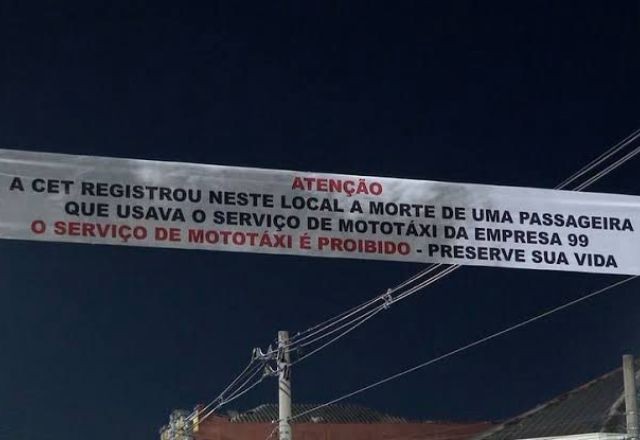 Imagem da noticia Prefeitura instala faixa contra serviço de mototáxi em local de acidente fatal em SP; 99 rebate
