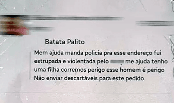 Pedido de socorro: vítima de violência sexual usa aplicativo de entregas para denunciar crime