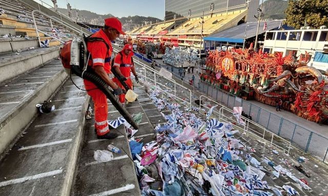 Imagem da noticia Primeiro dia de desfiles do Grupo Especial na Sapucaí gera mais de 67 toneladas de lixo