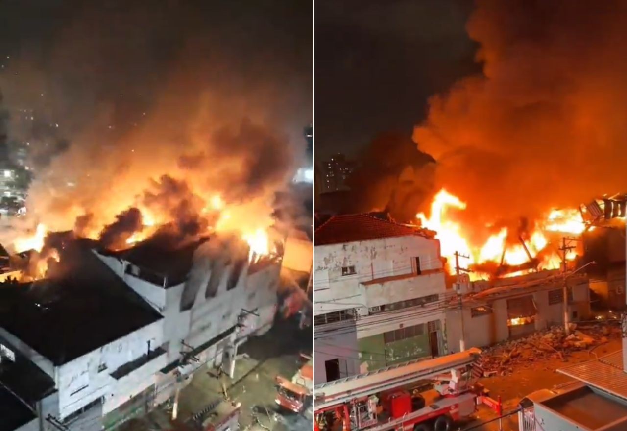 Imagem da noticia Incêndio de grandes proporções atinge fábrica no Brás, centro de São Paulo