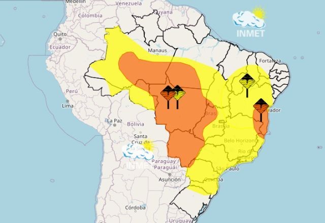 Imagem da noticia Inmet emite novo alerta de temporais para 12 estados do Brasil; saiba quais são