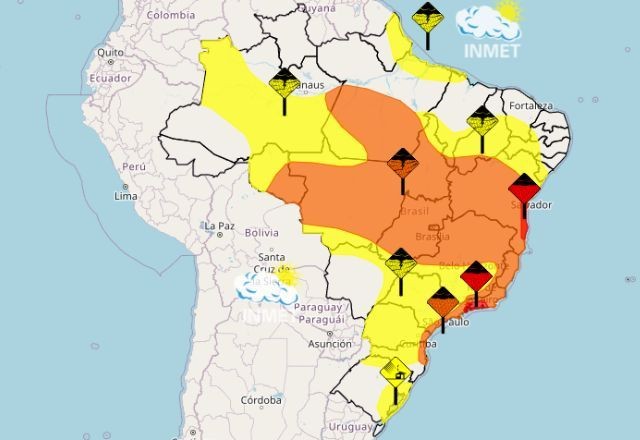 Inmet emite alerta vermelho para temporais em SP, RJ e BA e vendaval no RS; veja como se proteger 