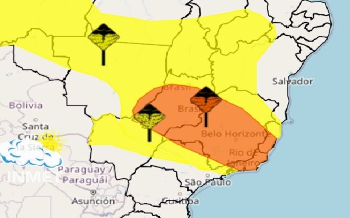 Imagem da noticia Alerta laranja: Chuvas intensas e ventos fortes em regiões do Centro-Oeste e do Sudeste