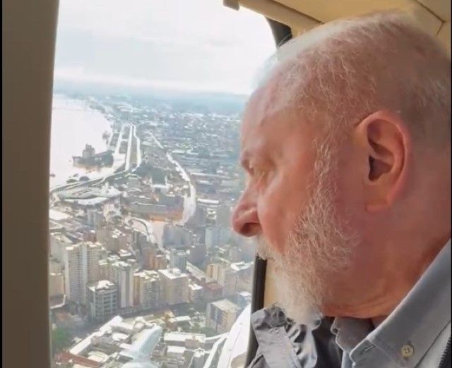 Imagem da noticia Lula, Pacheco e Lira sobrevoam áreas atingidas por chuvas no Rio Grande do Sul