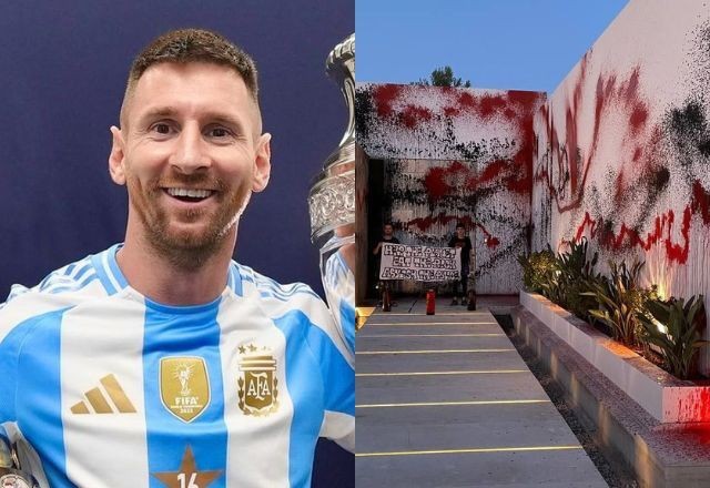 Lionel Messi tem mansão vandalizada por ativistas ambientais na Espanha