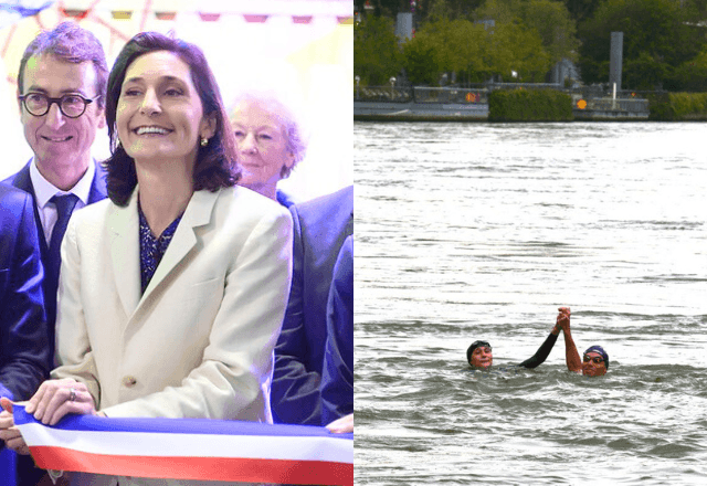 Ministra do Esporte da França cumpre promessa e mergulha no rio Sena