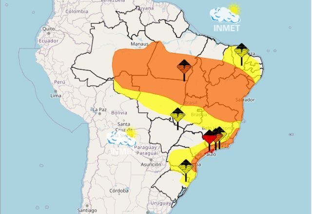 Inmet alerta para ‘grande perigo’ de chuvas fortes em São Paulo e no Rio