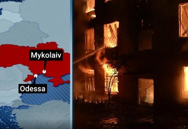 Imagem da noticia Rússia bombardeia portos e armazéns da Ucrânia pelo terceiro dia seguido