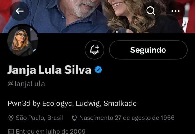 Imagem da noticia Perfil de Janja na plataforma X (antigo Twitter) é hackeado