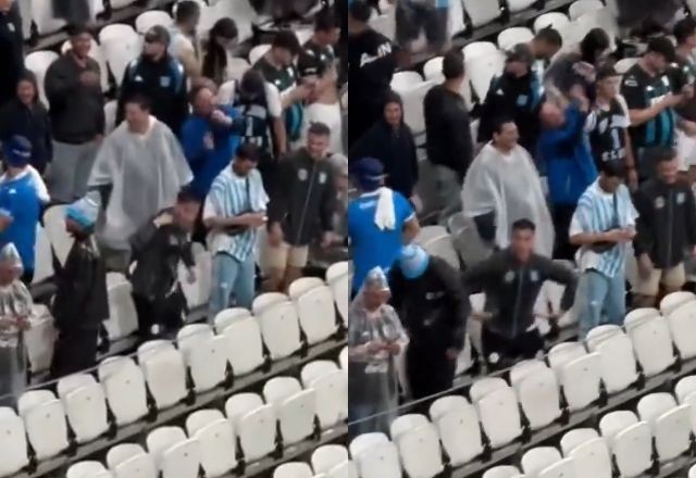 Imagem da noticia Vídeo: torcedor do Racing é flagrado fazendo gestos racistas durante jogo contra o Corinthians