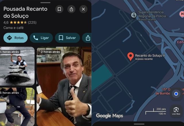 Imagem da noticia "Recanto do Soluço": local da prisão de Bolsonaro é renomeado no Google e viraliza nas redes sociais