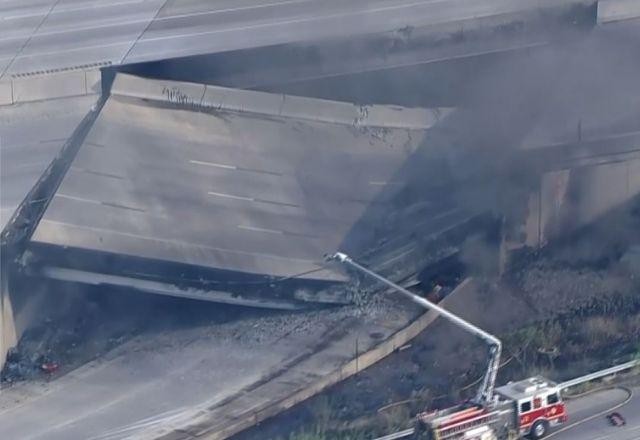 Imagem da noticia EUA: viaduto desaba após caminhão pegar fogo na Filadélfia