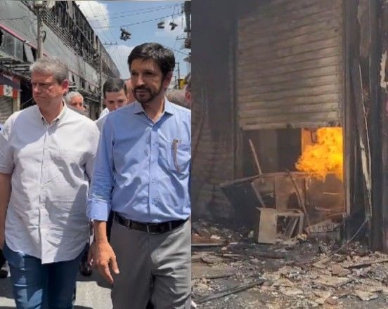 Imagem da noticia Tarcísio e Nunes participam de vistoria em shopping atingido por incêndio no Brás