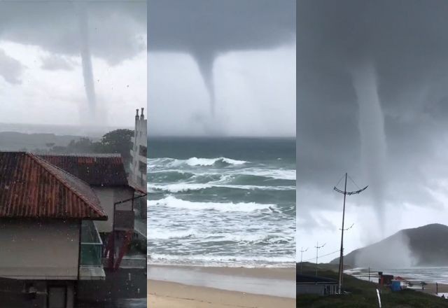 Vídeo: trombas d'água são registradas em Florianópolis (SC)