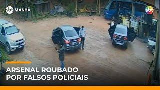 Criminosos se passam por policiais federais e roubam 27 armas em Vinhedo (SP) | #SBTManha Criminosos se passam por policiais federais e roubam 27 armas em Vinhedo (SP) | #SBTManha