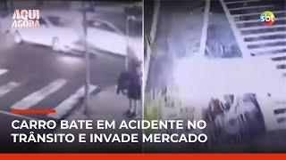 Carro desgovernado invade supermercado após acidente no RS | #AquiAgora Carro desgovernado invade supermercado após acidente no RS | #AquiAgora