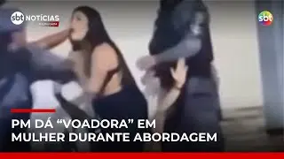 PM dá 'voadora' no peito de mulher durante abordagem em distribuidora de bebidas | #SBTNotícias PM dá 'voadora' no peito de mulher durante abordagem em distribuidora de bebidas | #SBTNotícias