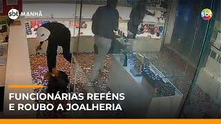 Criminosos fazem funcionárias reféns e roubam joalheria em de supermercado em SP | #SBTManhã Criminosos fazem funcionárias reféns e roubam joalheria em de supermercado em SP | #SBTManhã