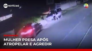 Mulher atropela homem e o agride com pauladas em frente à delegacia; veja mais flagras | #SBTNoticias Mulher atropela homem e o agride com pauladas em frente à delegacia; veja mais flagras | #SBTNoticias