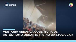 Ventania derruba cobertura de autódromo e deixa 3 feridos em Cuiabá (MT) Ventania derruba cobertura de autódromo e deixa 3 feridos em Cuiabá (MT)