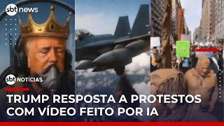 Trump posta vídeo fake em que joga fezes sobre manifestantes do "No Kings" | #SBTNoticias Trump posta vídeo fake em que joga fezes sobre manifestantes do "No Kings" | #SBTNoticias