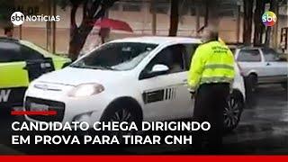 Candidato sem CNH é flagrado dirigindo até o Detran para fazer prova teórica | #SBTNotícias Candidato sem CNH é flagrado dirigindo até o Detran para fazer prova teórica | #SBTNotícias