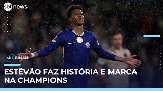 Estêvão marca primeiro gol na Champions e entra para a história do Chelsea | #SBTBrasil Estêvão marca primeiro gol na Champions e entra para a história do Chelsea | #SBTBrasil
