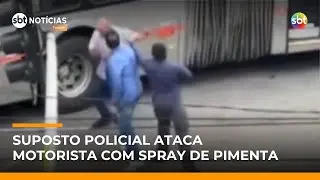 Motorista de ônibus é atacado com spray por suposto policial em SP após colisão | #SBTNoticias Motorista de ônibus é atacado com spray por suposto policial em SP após colisão | #SBTNoticias