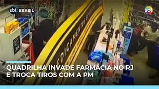 Quadrilha com 5 suspeitos assalta farmácia e troca tiros com a PM em Nova Iguaçu (RJ) Quadrilha com 5 suspeitos assalta farmácia e troca tiros com a PM em Nova Iguaçu (RJ)