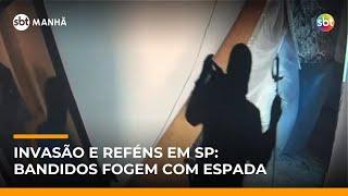 Criminosos saem com espada após invasão em mansão com reféns em SP | #SBTManhã Criminosos saem com espada após invasão em mansão com reféns em SP | #SBTManhã